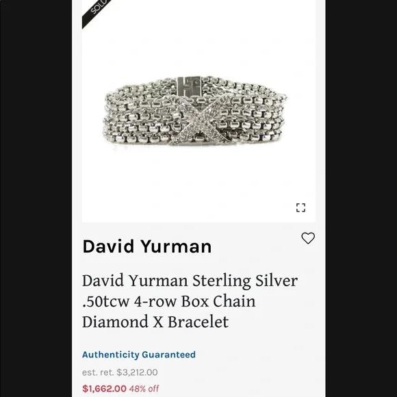 "SOLD"David Yurman Diamond X Bracelet - Picture 8 of 8